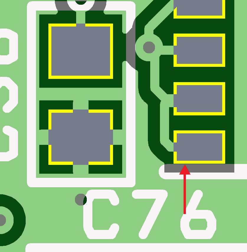 Отступ: линия маркировки-площадка SMD