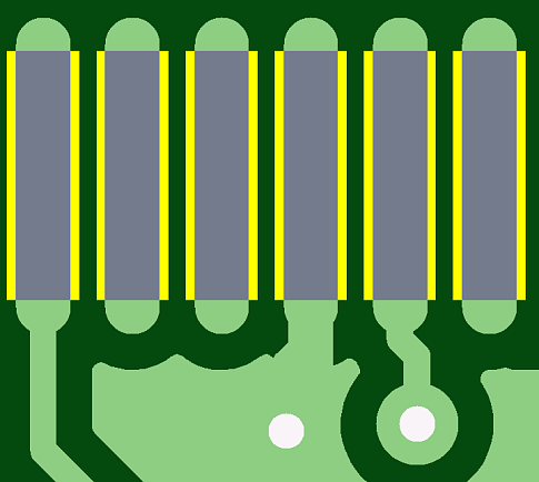 Площадка SMD открыта от маски частично