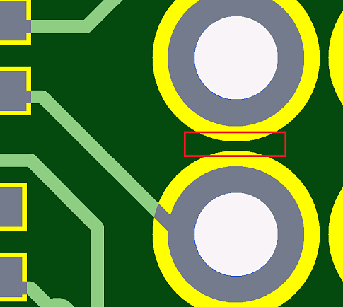 Масочный мостик (Solder Mask Bridge) между площадками